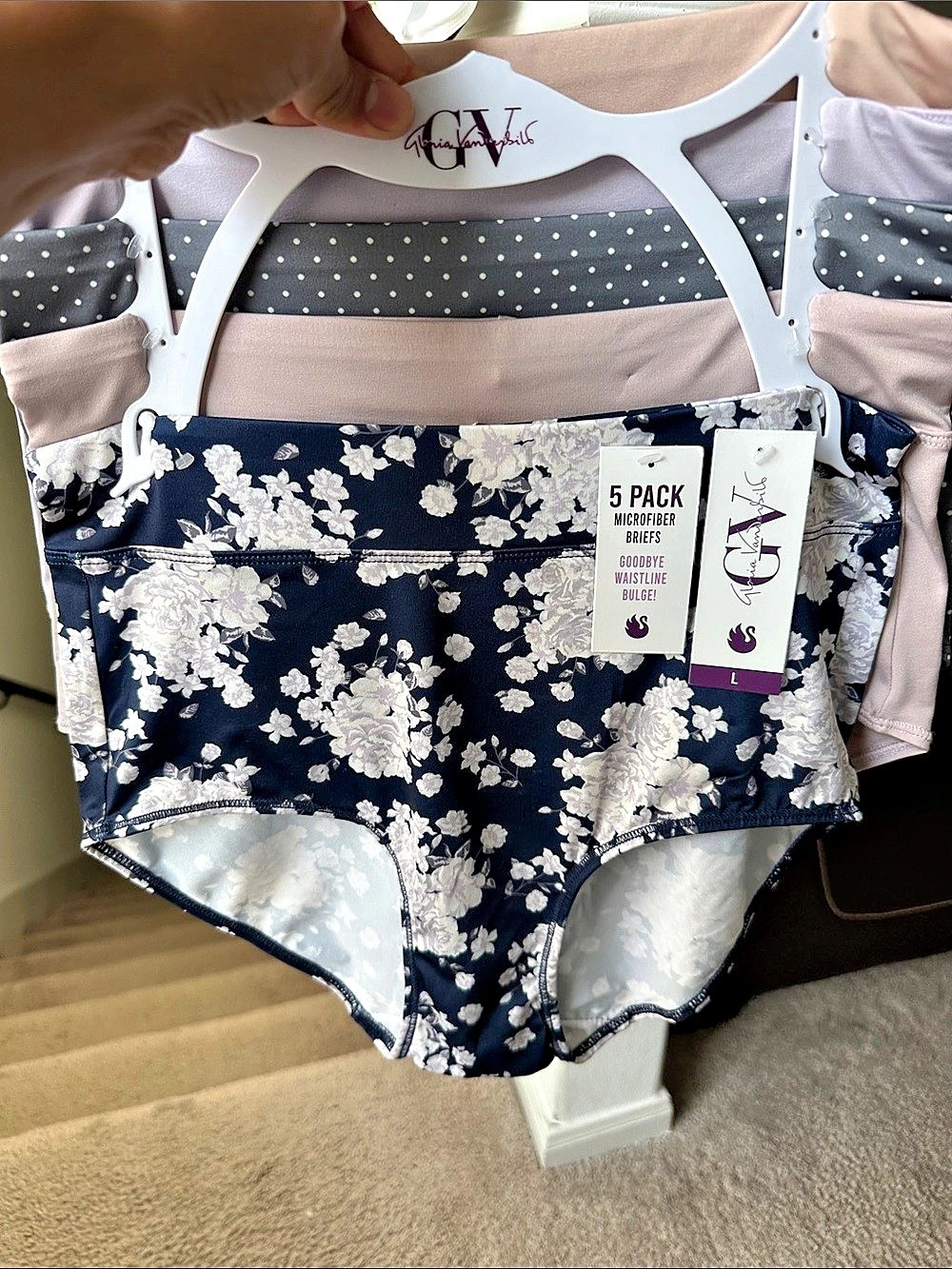 Gloria Vanderbilt 5-Pack Floral Panties in Blue & Pink Size Large NWT